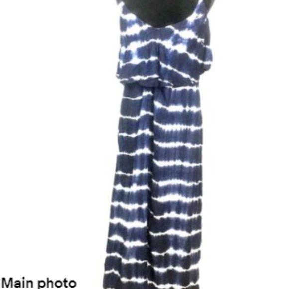 Japna Tye Dye Blue White Maxi Dress Spaghetti Straps Size XS - Picture 5 of 6